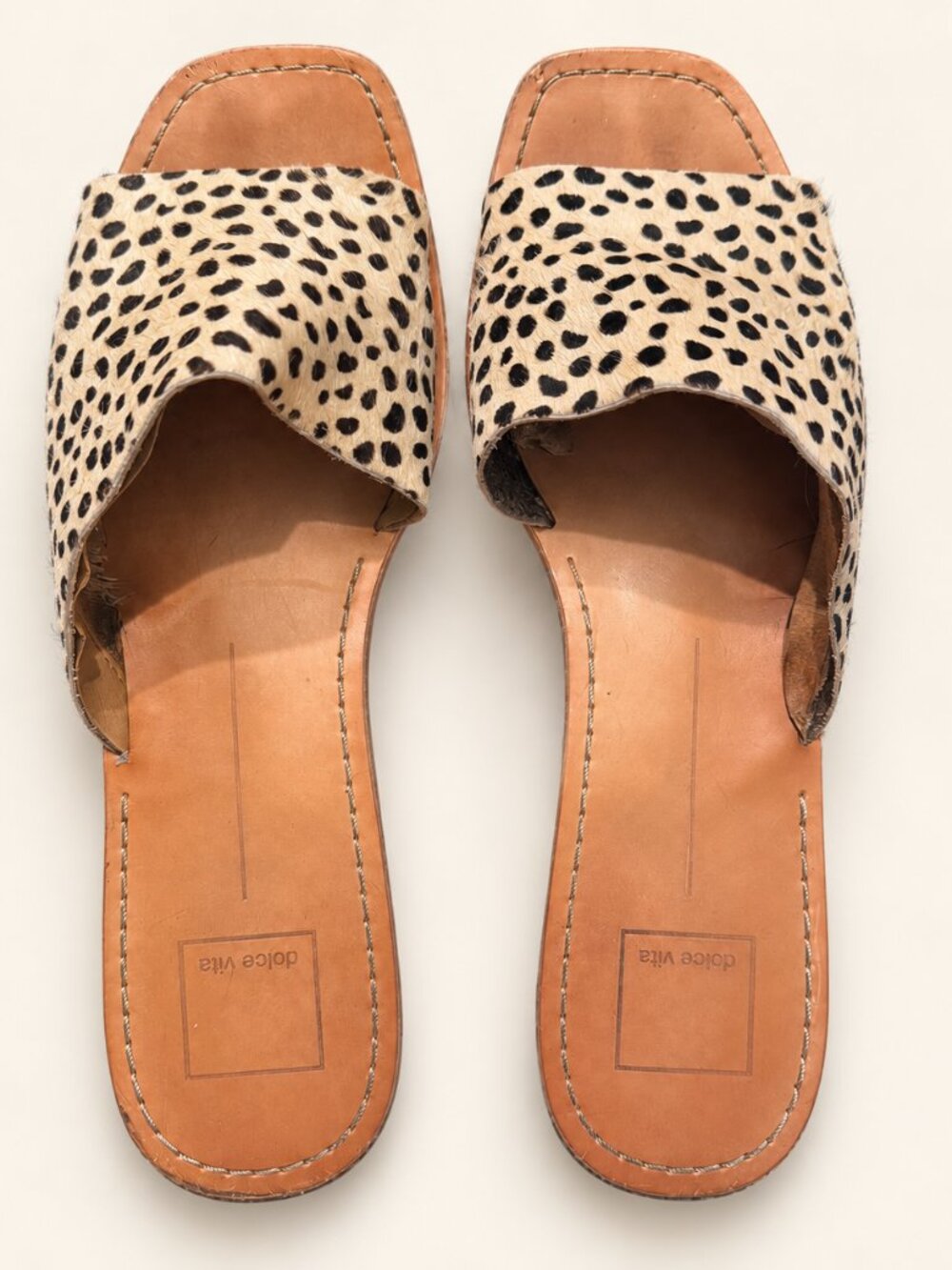 Dolce Vita Cato Leopard Calf Hair Slides Size 10